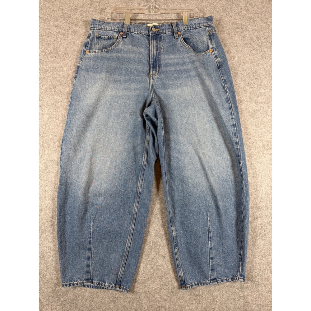 Universal Thread Easy Barrel Jeans Womens 14 Blue Excellent High Rise Denim